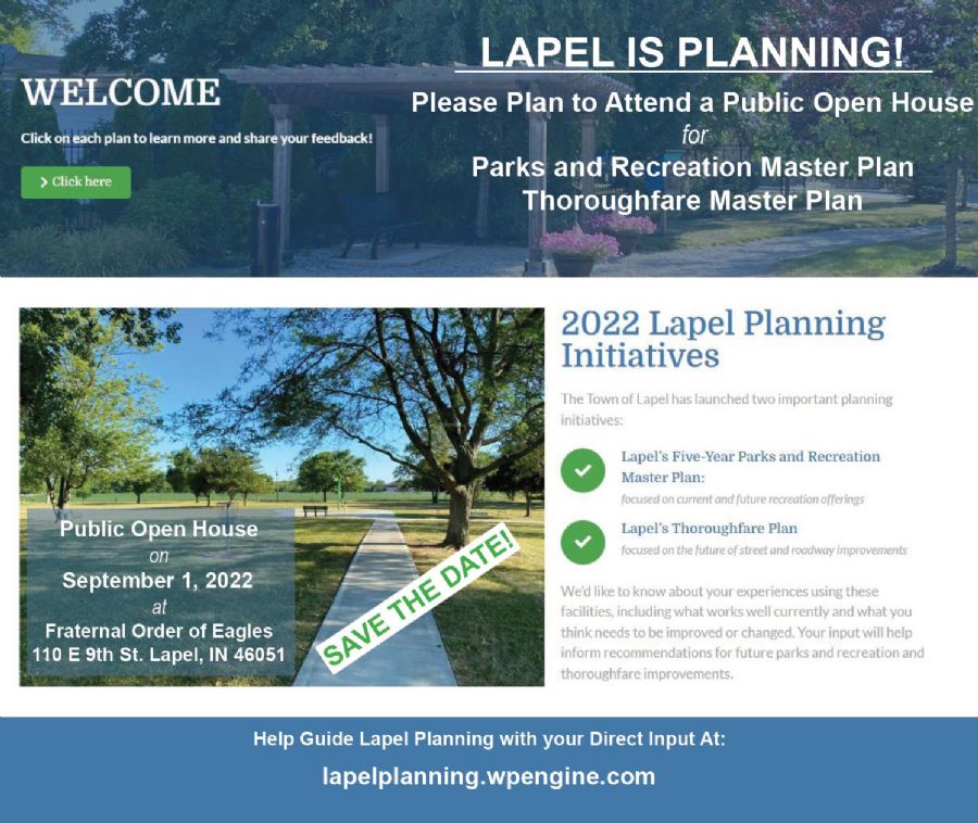 Save the Date for Lapel Parks and Planning Meetings